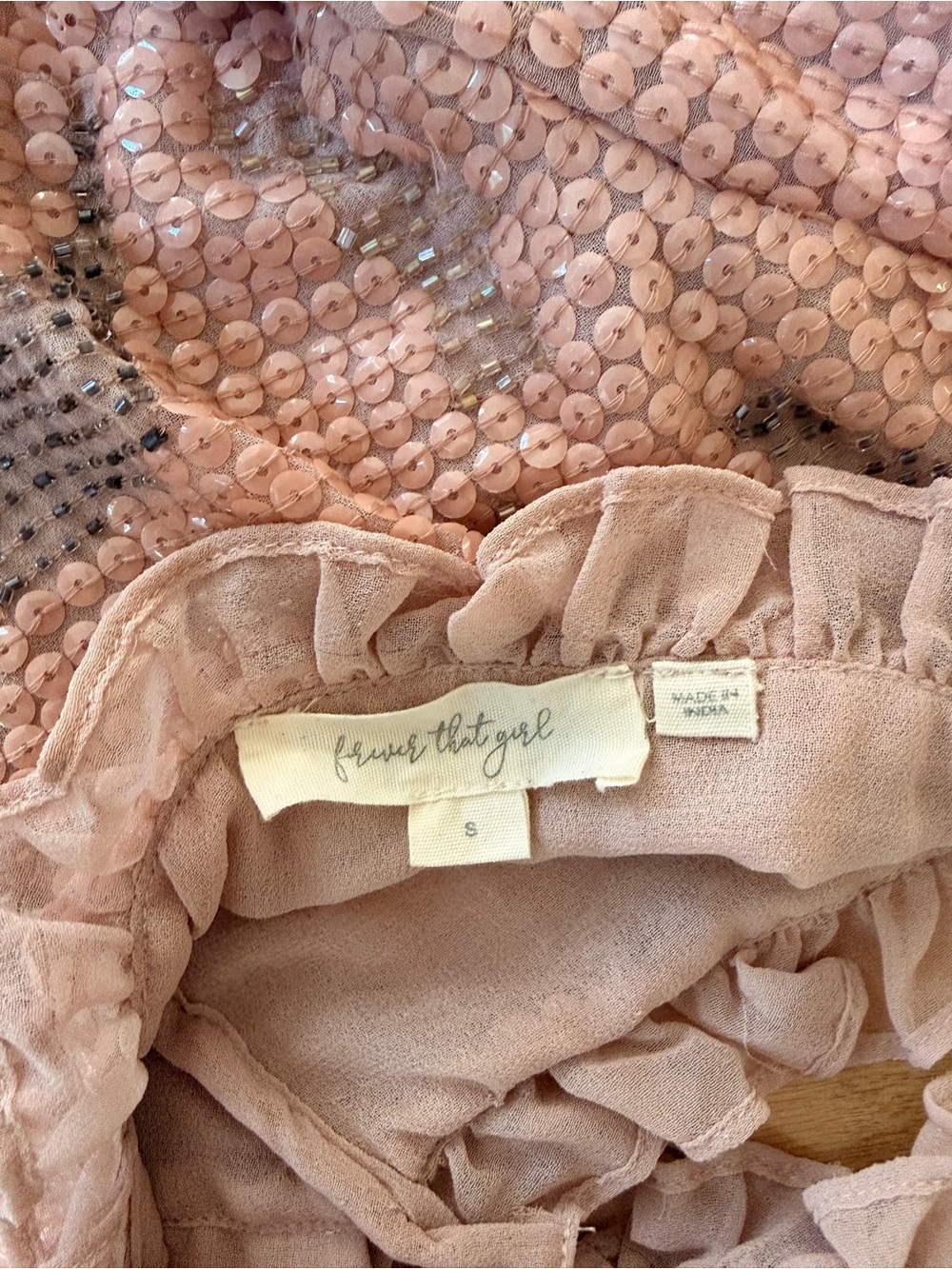 Anthropologie Pink Ruffle Button-Front Top - Picture 4 of 5
